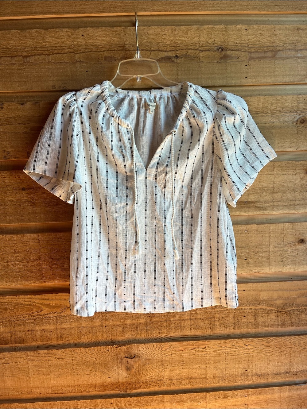 MADEWELL - Embroidered Stripe Peasant Top